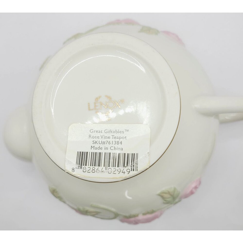 Lenox Great Giftables Rose Vine Teapot Porcelain Pink Rose Gold Trim Floral - Picture 11 of 14